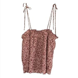 Peach Love Tie String Peasant Top Boho sleeveless, M